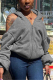Grey Street Solid Hollowed Out Cardigan Hooded Collar Outerwear