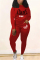 rose red Fashion Casual Adult Print Letter O Neck Long Sleeve Regular Sleeve Regular Two Pieces