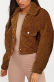 Yellow Fashion Casual Turndown Collar Long Sleeve Regular Sleeve Solid Coats