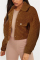 Khaki Fashion Casual Turndown Collar Long Sleeve Regular Sleeve Solid Coats
