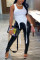 Black Sexy Street Patent Leather Solid Slit Skinny Bottoms