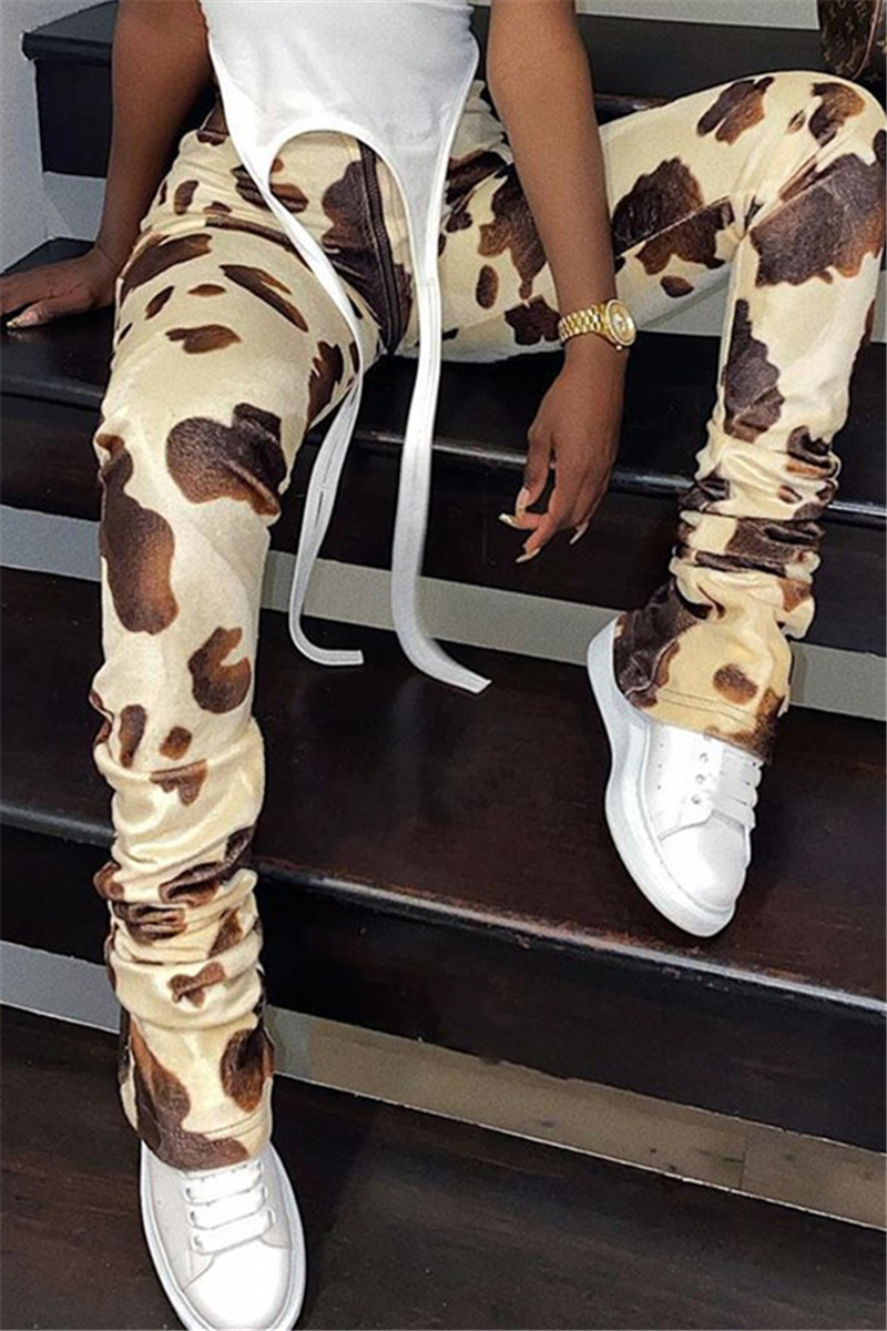 

Apricot Fashion Casual Skinny Print Trousers