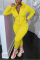 Yellow Fashion Casual Long Sleeve Hooded Collar Regular Sleeve Regular Solid Two Pieces