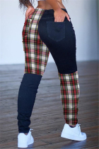 White Casual Patchwork Patchwork Bottoms