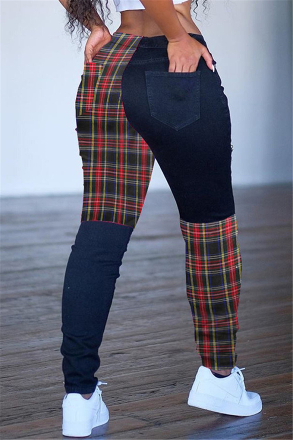 multicolor Casual Patchwork Patchwork Bottoms