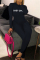 Black British Style Print Solid O Neck Skinny Jumpsuits