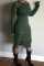 Black Fashion Sexy Regular Sleeve Long Sleeve O Neck Mid Calf Solid Dresses