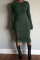 Black Fashion Sexy Regular Sleeve Long Sleeve O Neck Mid Calf Solid Dresses