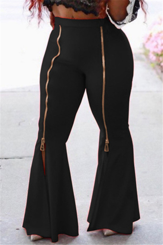 Black Fashion Casual Adult Milk Fiber Solid Patchwork Loose Bottoms