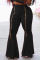 Black Fashion Casual Regular Solid Trousers