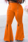 Orange Fashion Casual Regular Solid Trousers