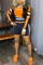 Orange Fashion Sexy Long Sleeve O Neck Regular Sleeve Short Letter Print Two Pieces