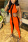 Orange Fashion Sexy O Neck Sleeveless Off The Shoulder Skinny Patchwork Jumpsuits