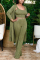 Dark green Fashion Casual Adult Solid Conventional Collar Long Sleeve Regular Sleeve Two Pieces