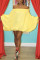 Yellow Fashion Long Sleeve Bateau Neck Lantern Dress Mini Solid Dresses