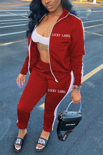 Red Sexy Twilled Satin Print Solid Embroidered Turtleneck Long Sleeve Regular Sleeve Regular Two Pieces