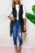 Black Fashion British Style Adult Solid Cardigan Turndown Collar Tops