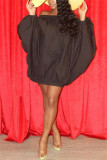 Black Fashion Long Sleeve Bateau Neck Lantern Dress Mini Solid Dresses