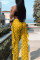Yellow Fashion Casual Polyester Regular Print Trousers