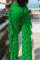Green Fashion Casual Regular Print Trousers