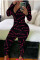 Multi-color Fashion Adult Living Print V Neck Skinny Jumpsuits