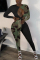 Black Fashion Street Adult Patchwork Camouflage Print Patchwork Backless O Neck Skinny Jumpsuits
