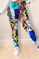 colour Fashion Casual Daily Twilled Satin Animal Print Print Pants Plus Size 