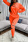 Orange Fashion Casual Long Sleeve O Neck Regular Sleeve Regular Solid Two Pieces