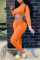 Orange Fashion Street SportswearSolid Pullovers Half A Turtleneck Two Pieces