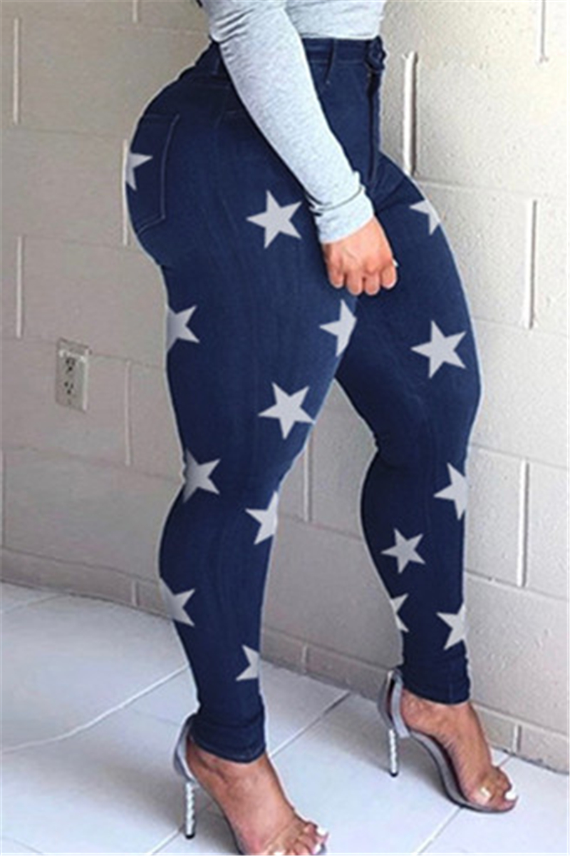 

Deep Blue Fashion Casual Skinny The Stars Jeans