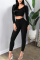 Black Casual Sportswear Pit Article Fabrics Solid Pullovers Pants Basic Hooded Collar Long Sleeve Regular Sleeve Short Two Pieces