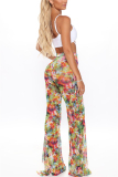 Multi-color Fashion Sexy Adult Patchwork Print Patchwork Loose Bottoms