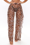 Leopard print Fashion Sexy Adult Patchwork Print Patchwork Loose Bottoms