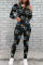 Black Fashion Sexy Adult Print Pullovers O Neck Long Sleeve Regular Sleeve Regular Two Pieces
