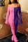 Pink Sexy Solid Patchwork Bateau Neck Skinny Jumpsuits