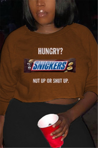Coffee Fashion Casual Adult Print Pullovers O Neck Tops