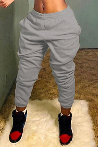 Grey Elastic Fly Mid Solid Harlan pants Pants Bottoms