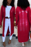 Jujube Red Fashion Casual Long Sleeve Regular Sleeve Solid Coats