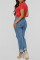 Light Blue Fashion Casual Solid Broken Hole Straight Jeans