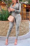 Rose Red Fashion Casual V Neck Long Sleeve Regular Sleeve Skinny Solid Jumpsuits