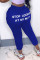 Blue Fashion Casual Adult Letter Letter Straight Bottoms