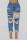 Light Blue Fashion Casual Solid Broken Hole Straight Jeans
