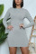 Grey Fashion Daily Adult Solid Patchwork O Neck Long Sleeve Mini Pencil Skirt Dresses