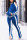 Blue Casual Fashion adult HOLLOWED OUT Split Solid Two Piece Suits pencil Long Sleeve