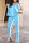 Light Blue Casual Fashion adult HOLLOWED OUT Split Solid Two Piece Suits pencil Long Sleeve