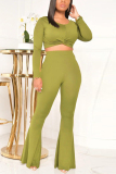 Blue Casual Solid Pullovers Pants Basic O Neck Long Sleeve Regular Sleeve Short Two Pieces