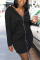 Black Fashion Casual Regular Sleeve Long Sleeve Hooded Collar Mini Solid Dresses