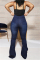 Black Casual Sweet Print The stars Buttons Pants High Waist Boot Cut Denim