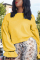 Yellow Fashion Casual O Neck Long Sleeve Flare Sleeve Regular Solid Tops