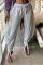 Gray Fashion Casual Regular Solid Trousers